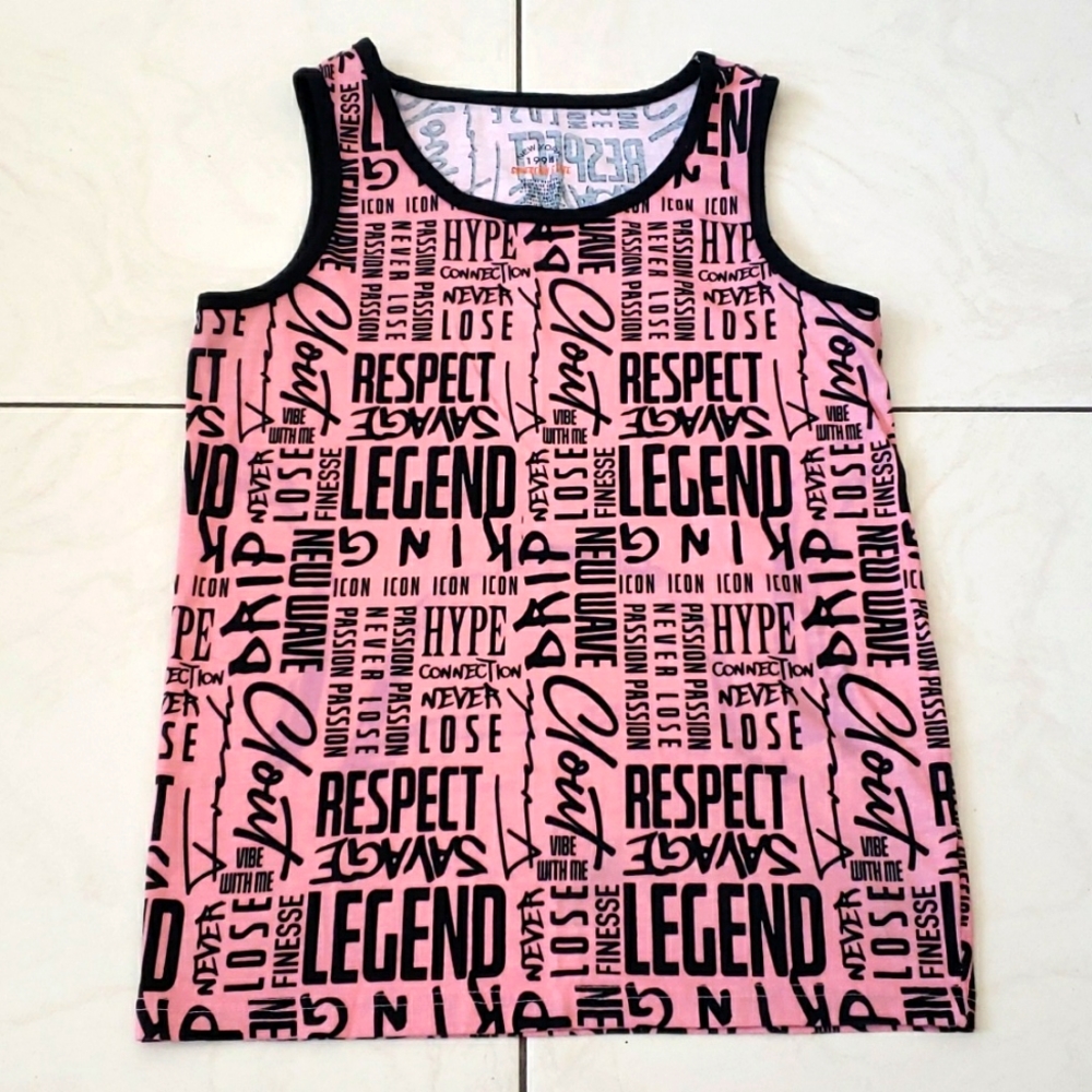 #10627-13 Basic Round Neck Top,pink/Black,Size S.